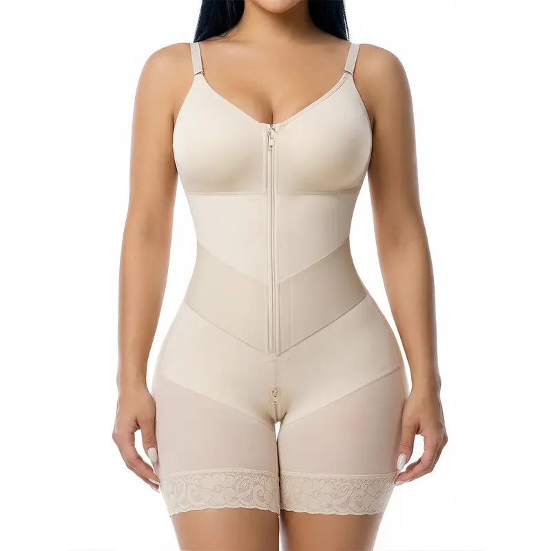 Customized New European and American Style Plus-Size Shapewear with Buttoned Straps, Adjustable Crotch Zipper, Tummy Control, and Butt-Lifting One-Piece Shapewear