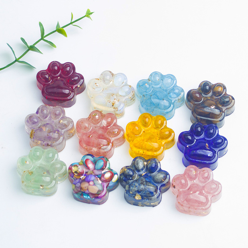 [Cross-border Hot Selling] Natural Crystal Gravel Glue Drop Ornaments Cat's Claw Resin Crafts Home Car Accessories Gift