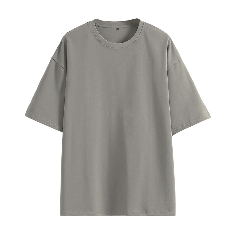 Weilong ropa Camiseta de algodón de los hombres 240g Camiseta de manga media pesada verano ins marca de moda gota hombro suelta camisa de cuello redondo