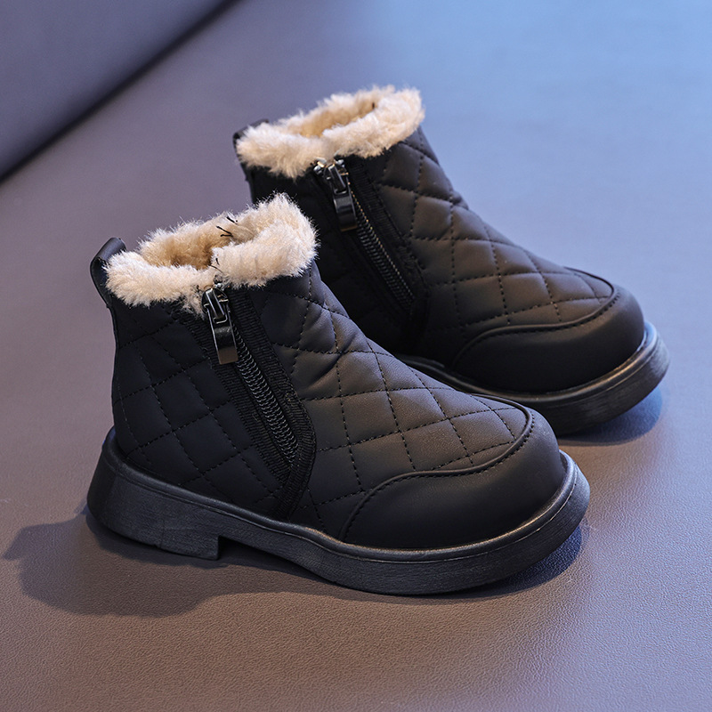 Botas de nieve para niñas 2026 invierno nuevo tipo de zapatos de algodón para niños botas Martin botas de bebé botas cortas botas de algodón para niños