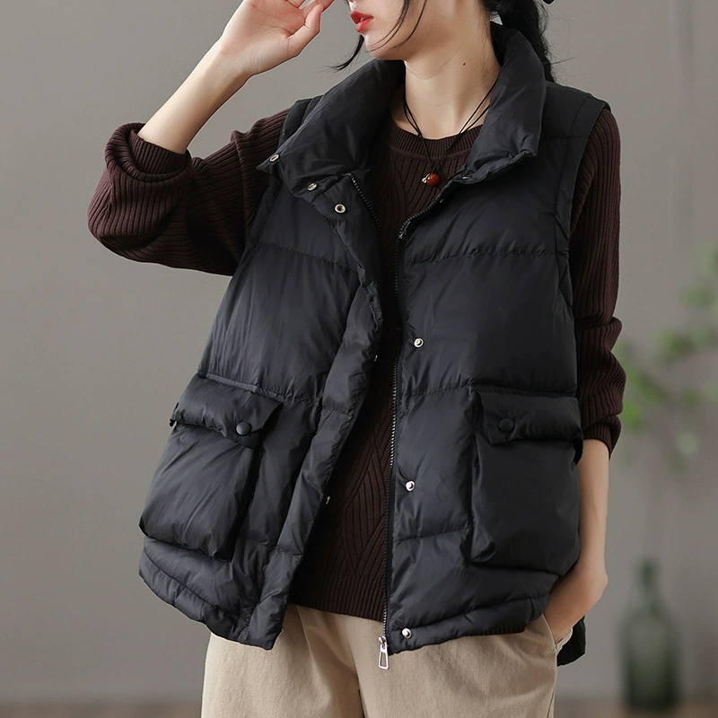 Winter down jacket, retro velvet vest with down, duck down