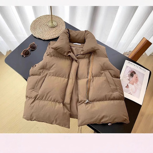 Cotton Vest Women's 2024 Autumn and Winter Korean Style Chanel Style Stand Collar New Sleeveless Cotton-padded Jacket Vest Outer Wear Vest Trendy