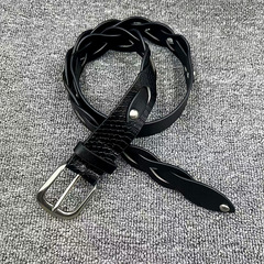 黑色蛇纹解构编织腰带潮流配朋克风腰带女设计感小众皮带高街男