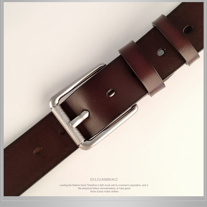 Herren Ledergürtel, Echtes Rindsleder Retro Dornschließe_voghion.com