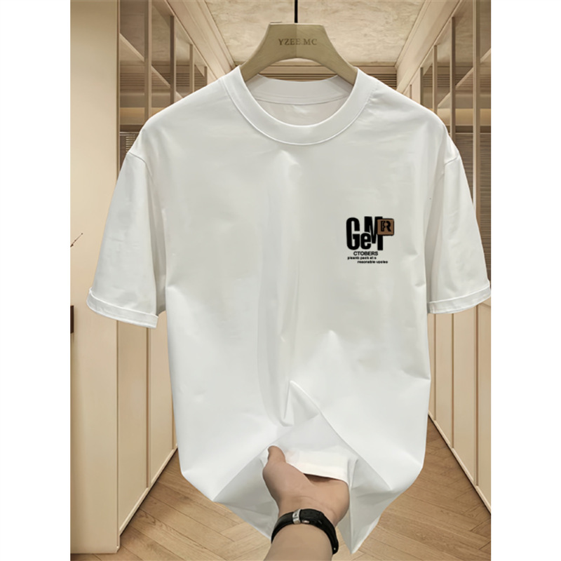 T-shirt corta girocollo in puro cotone uomo donna trendy e alla moda versione coreana versatile base a mezza manica_voghion.com