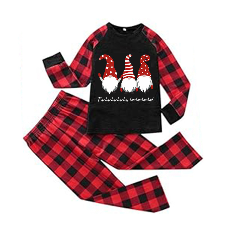 Ropa interior y ropa de dormir Atmósfera navideña Traje para padres e hijos estilo hogar Traje para padres e hijos con sombrero Traje para el hogar con estampado de Papá Noel_voghion.com