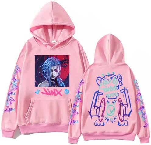 ElegancwCLOW Anime Arcane-Jinx Hoodie Harajuku Hip Hop Pullo