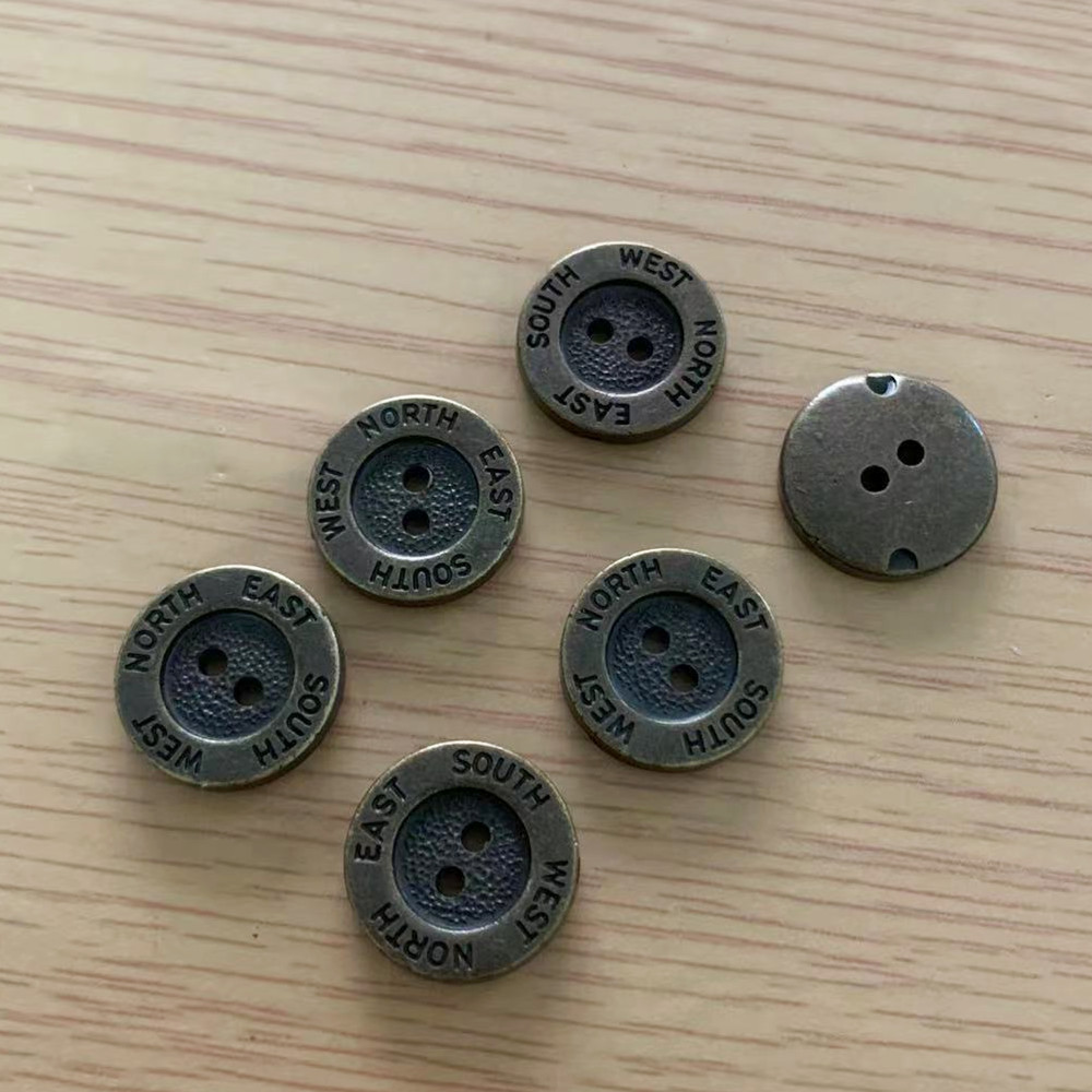 复古青古铜纽扣衬衫扣仿金属塑料电镀钮扣东南西北