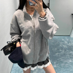 正确版本秋冬新款原标MIU缪家刺绣字母立领拉链开衫卫衣外套男女