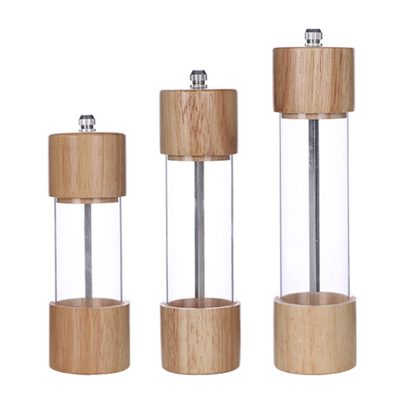 Molinillo acrílico Molinillo de pimienta de madera sólida Molinillo de goma Molinillo de pimienta de madera Molinillo de sal Molinillo multipropósito Molinillo botella de condimento Herramientas de cocina