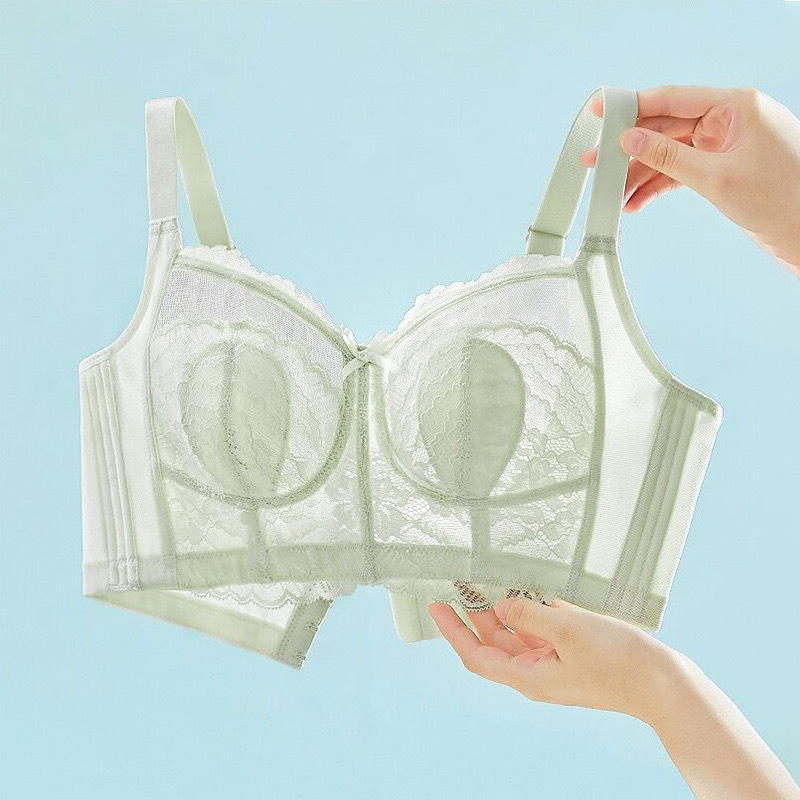 Ultra-thin underwear women French lace summer no steel ring rabbit ears crystal cup bra big chest small bra wholesale