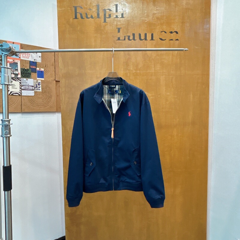 现货RL拉夫劳伦立领工装哈灵顿男女同款休闲夹克外套白百合同款|undefined