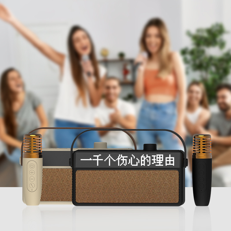 款PX-88蓝牙音响 麦克风带歌词显示超重低音炮音箱 无线K歌宝音|undefined