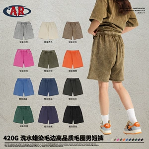 ARTIE Men's Wear丨2026 взрывная версия батика, тяжелые потертые мужские шорты весом 420 г, мужские брюки среднего размера в европейском и американском ретро стиле