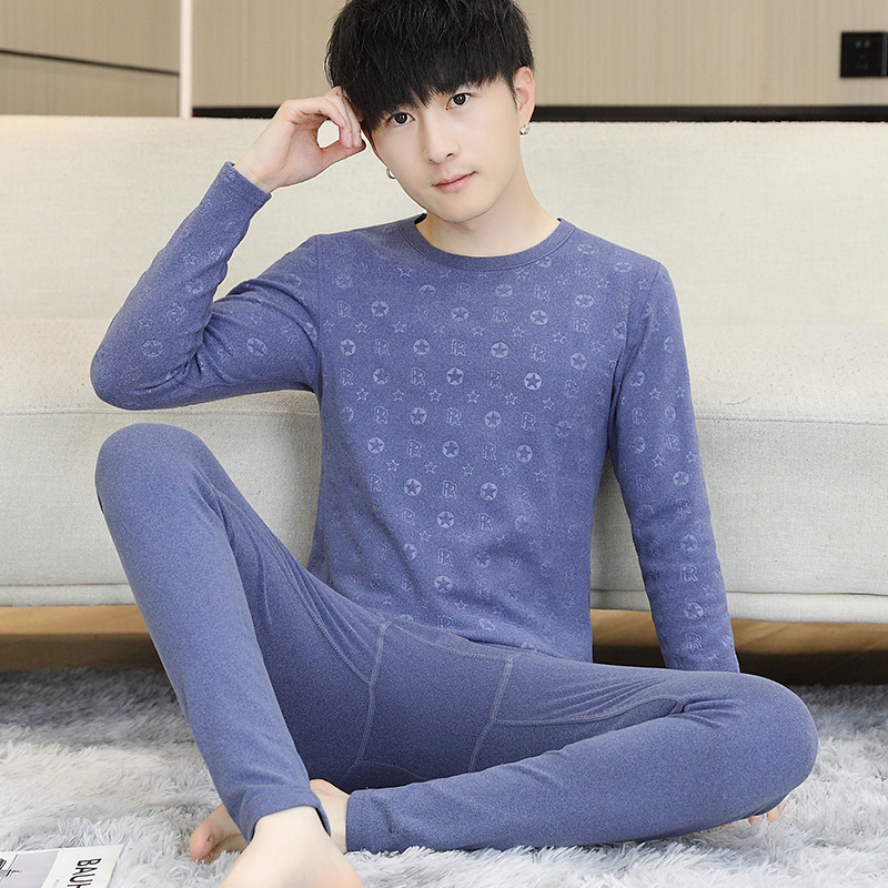 2024 New German Velvet Thermal Underwear Men's suit Early Senior high school Men's Big Children's Cotton Sweater Youth Autumn Clothes and Trousers