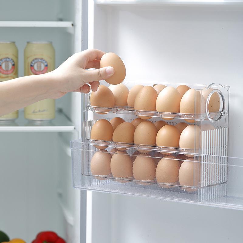 Huevera Giratoria para Puerta Lateral de Refrigerador PET con Volteo Automático para Cocina