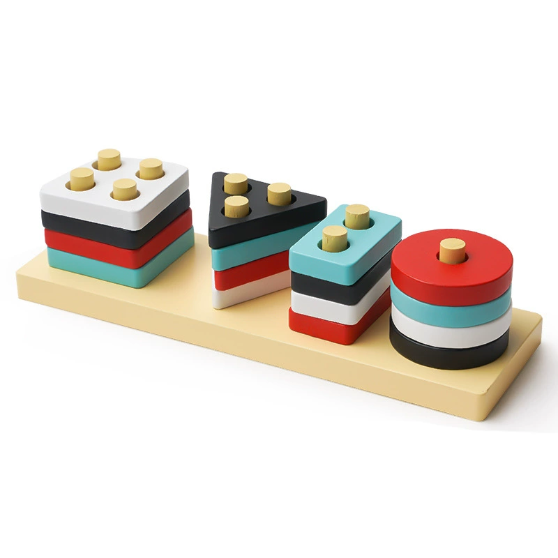 Деревянный геометрический когнитивный конструктор для раннего возраста Montessori, игрушка, раннее образование, цветоощущение