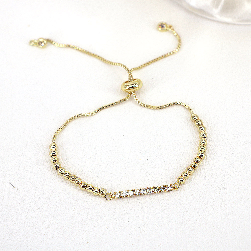 Copper, Gold Plated Material New Simple Copper Micro Inlaid Color Zircon Geometric Beaded Bracelet