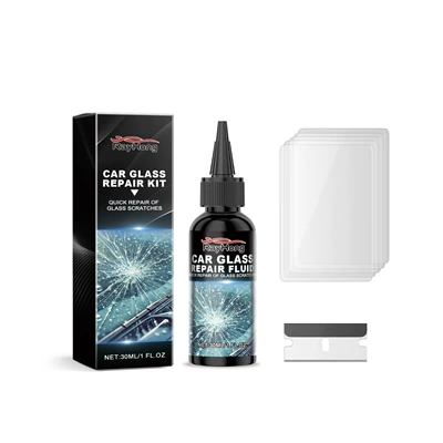 Rayhong Car Repair Kit Windshield Window Crack Care Solution to Improve Vision Clarity Tool (Auto glass repair liquid) - 30mlblade1curing-film5