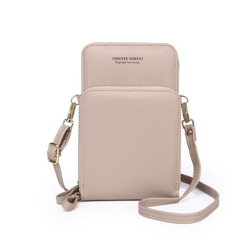 2021 estilo coreano moda multi-tarjeta vertical teléfono móvil bolsa teléfono móvil almacenamiento pu teléfono móvil bolsa femenina crossbody cremallera doble capa hembra