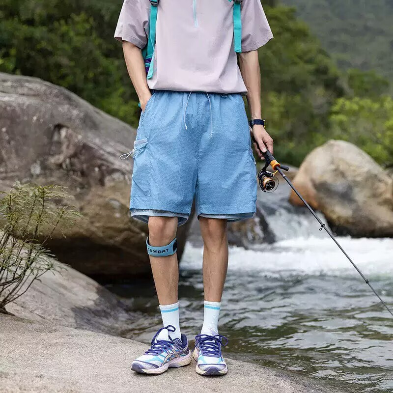 Trendy Waterproof Breathable Cool Color-Blocking Breathable Sports Shorts for Men and Women, New Summer Style Loose-Fitting Five-Point Shorts for Men