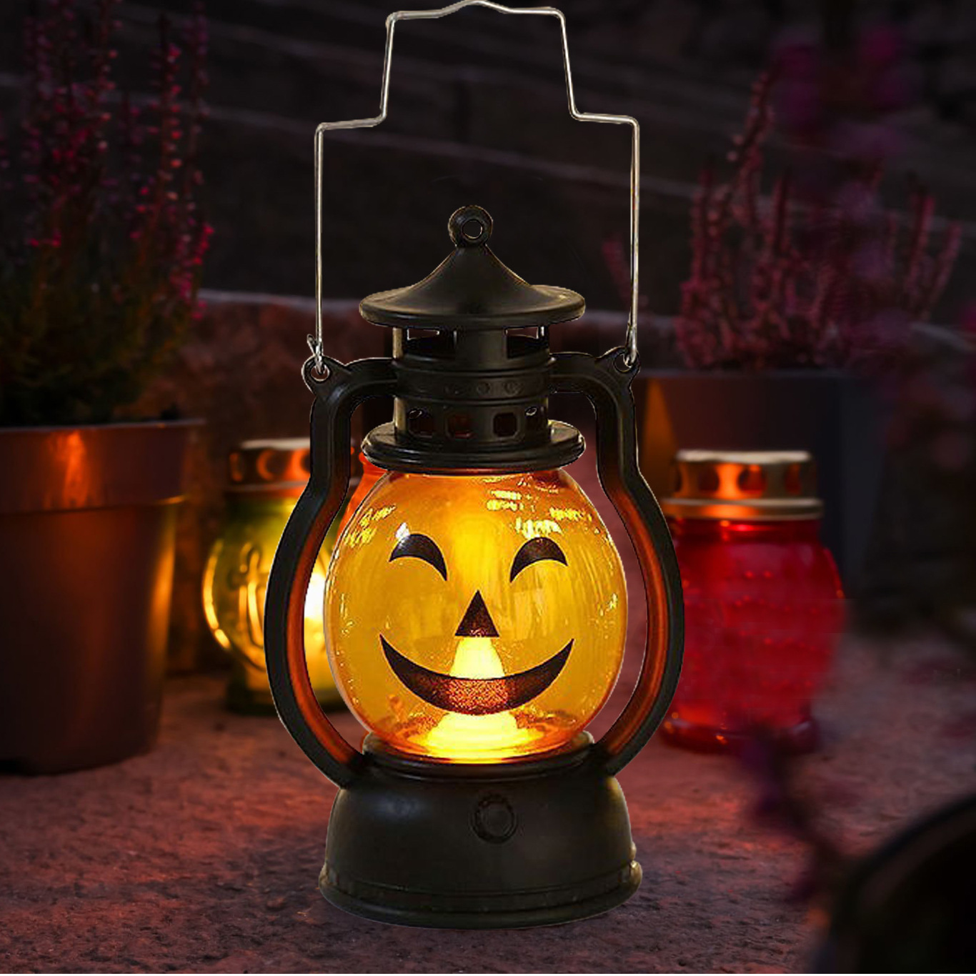 Lámpara de aceite de Halloween portátil lámpara de calabaza decorativa lámpara de caballo bar atmósfera de fiesta props portátil lámpara de aceite retro