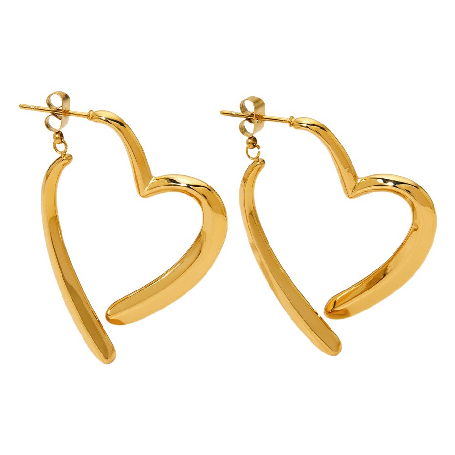 Love Earrings Niche Design Two-Wear Stainless Steel Electroplating New Personalized Glossy Heart Front and Rear Cross Earrings