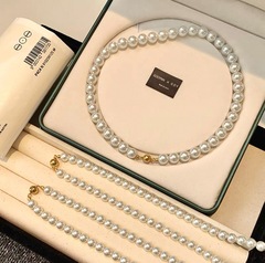 磁気バックル Shijia パールネックレス、女性用、夏用、色あせしない、多用途、ハイエンド、ニッチビーズ鎖骨ネックレスジュエリー