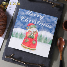 圣诞新款圣诞老人印花餐巾纸纸巾西餐厅烘焙坊适用面巾纸现货批发