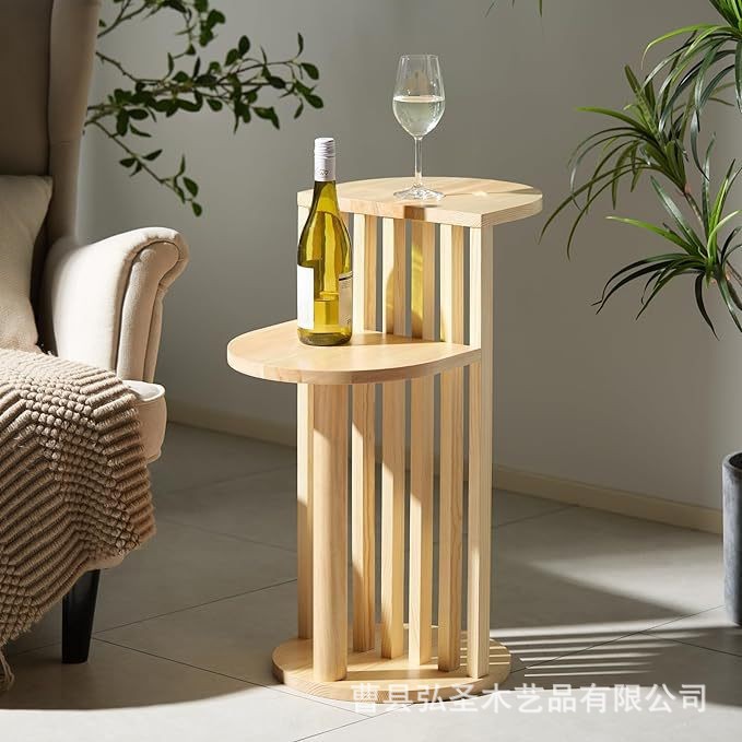 Mesa de sofá de madera maciza, estante de flores de piso de madera, estante de almacenamiento, sala de estar portátil, dormitorio, mesa redonda, mesa de café de madera