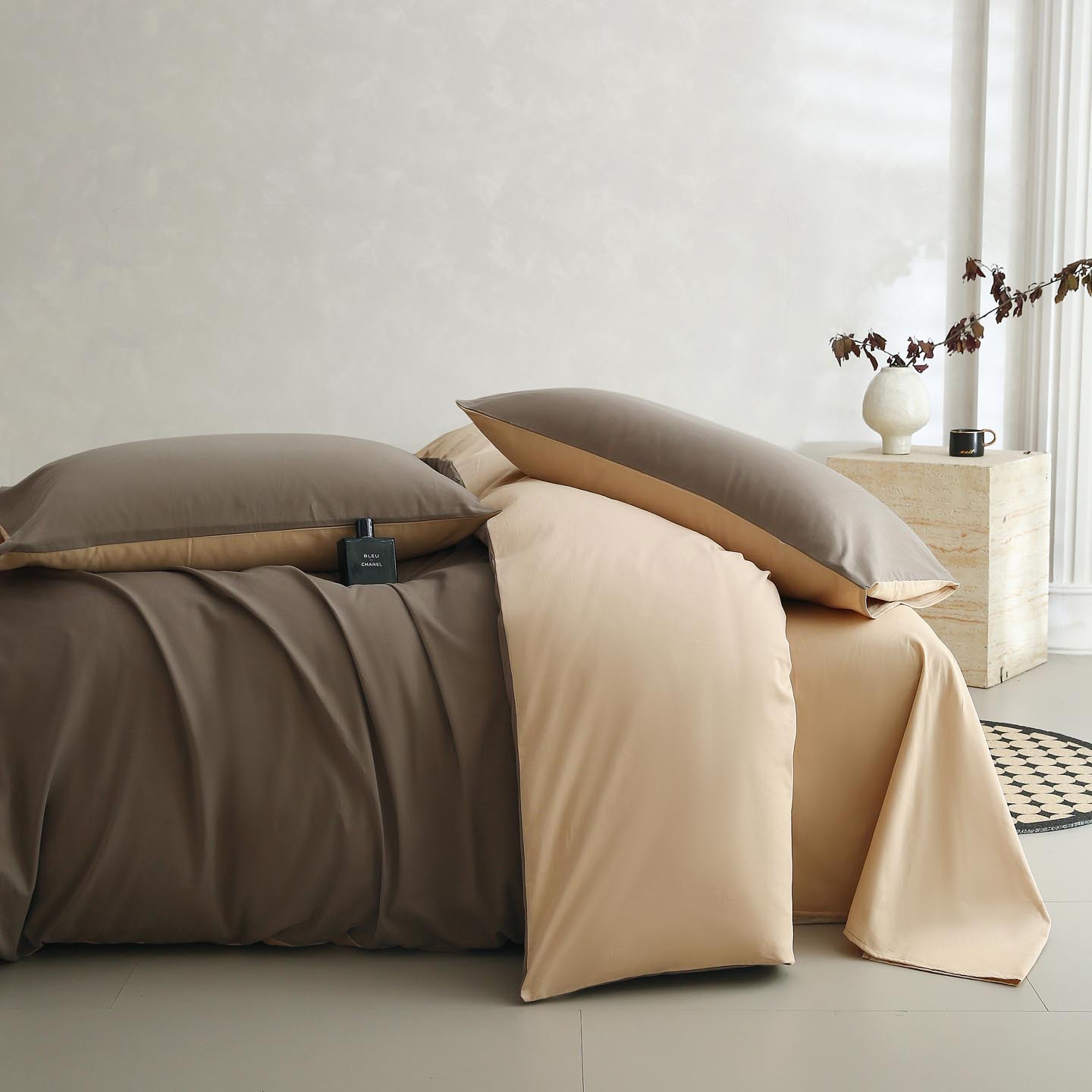 100% algodón conjunto de cuatro piezas 60 algodón de lana larga de color sólido dobles de algodón grueso cama dormitorio de estudiantes tres piezas conjunto simple