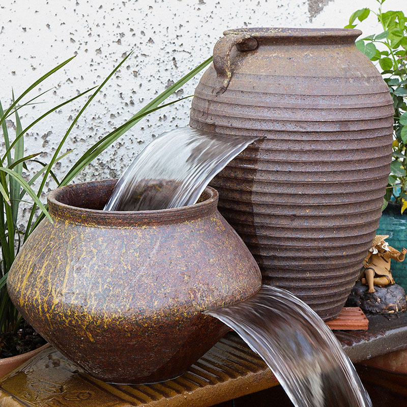 Ceramic Pot Fish Tank Filter, Complete Set of Ecological Flowing Water Waterfall Ornaments, Traditional Method for Generating Wealth, Circulating Water for Fish Breeding and Landscaping Ceramic Pot Fish Tank Filter, Complete Set of Ecological Flowing Water Waterfall Ornaments, Traditional Method for Generating Wealth, Circulating Water for Fish Breeding and Landscaping