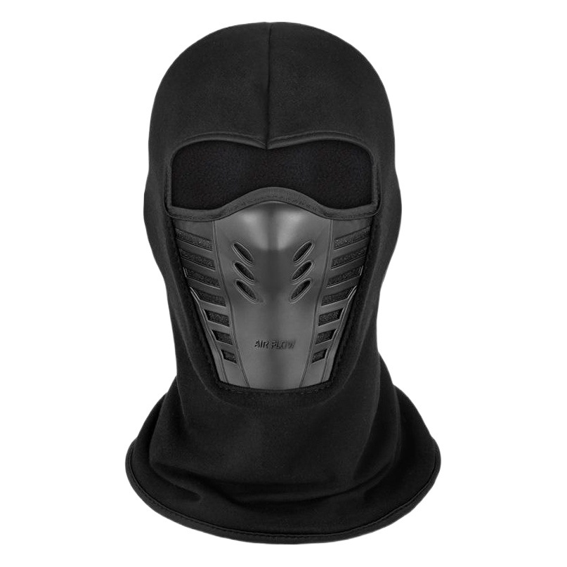 Winter Outdoor Cycling Hooded Hat with Leather Mouth Cover, Thickened Fleece Hat, Neck Gaiter, Face Protection, Windproof Hat, Men's Headgear, Face Mask