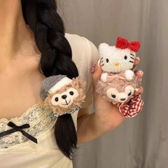 かわいい怠惰なシェリー薔薇達菲熊髪輪秋冬パイル漫画kt猫大腸輪甘い妹馬尾髪ひも