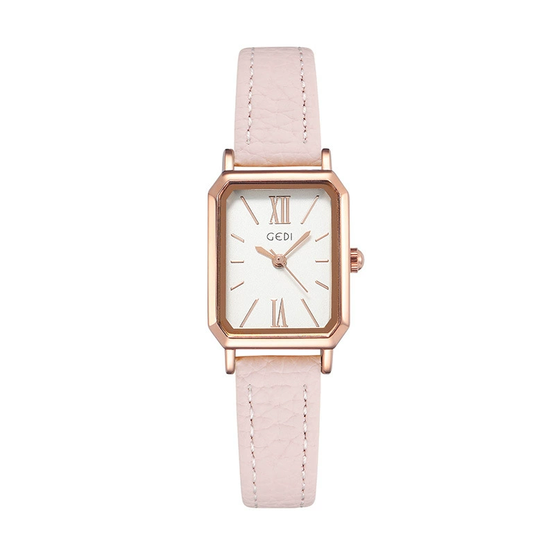 Rectangular Retro Quartz Women's Watch, Simple Korean Style, Leather-Look Strap, Lightweight