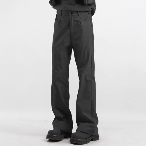 Spring and Autumn Black Straight Micro-Angle Pants for Men, American Style, Slimming, High Street Casual, Trendy, Versatile, Combat Pants, Western Pants