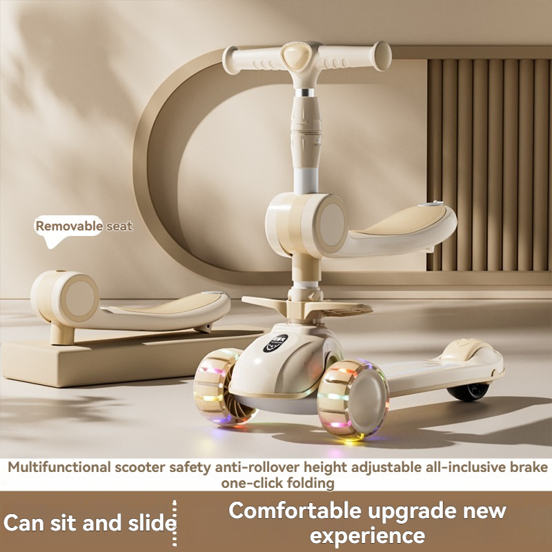 Factory Hot-Selling Two-In-One Children's Scooter, Male and Female Baby Baby Walking Artifact, Foldable Multi-Functional Scooter