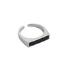 Ring, black rectangular one size small design universal epoxy resin, silver 925 sample, trend of season, on index finger, wholesale