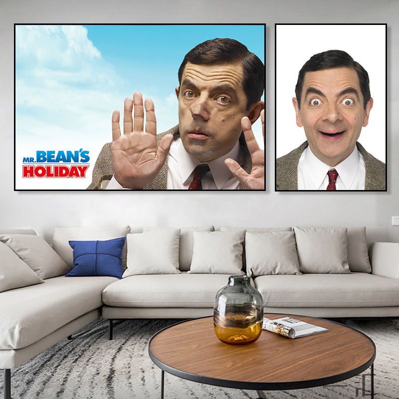 Mr. Bean Hanging Painting Studio Comedy Master Decorative Painting Living Room Cafe Funny Poster Mural Purely Hand-Painted