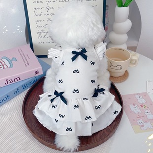Pet Cat and Dog Princess Style Bow Skirt Cute Bichon Pomeranian Artistic Ruffle Vest Dress