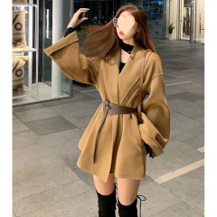 特大码风衣外套女300斤胖mm春秋呢子大衣毛呢外套洋气斗篷上衣潮
