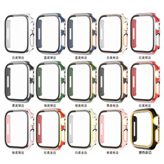 Suitable for Apple Watch iwatch56789 electroplated two-color PC watch case tempered film integrated Apple watch case
