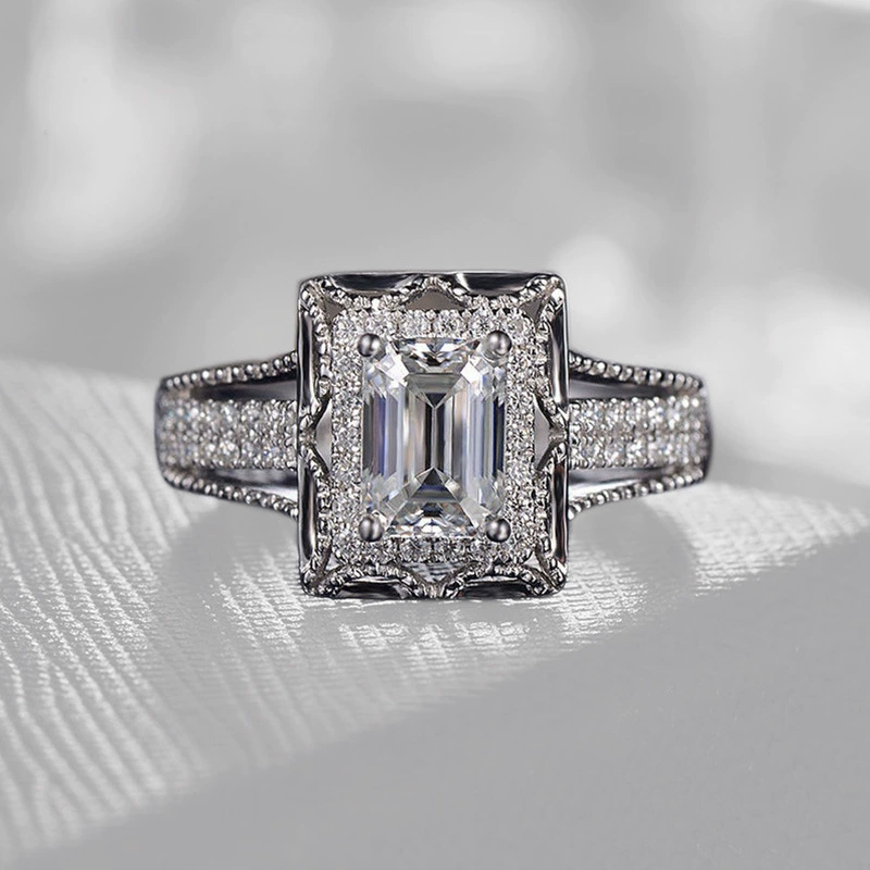  Accessory, square zirconium, fashionable copper ring with stone, (Cross-border trading), diamond encrusted, bright catchy style