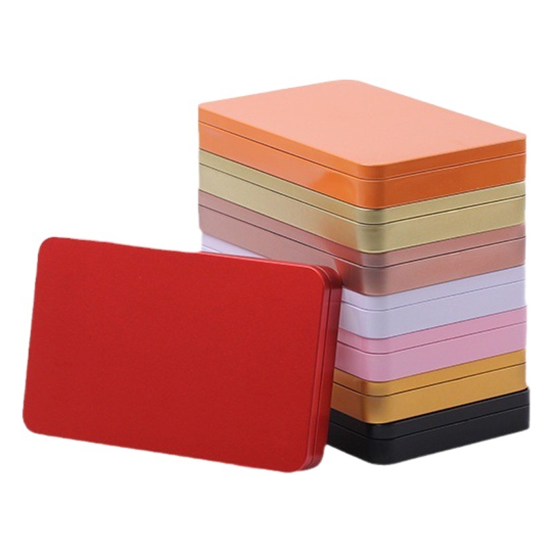 Caja rectangular de metal de hojalata, caja de hojalata para brochas de maquillaje, caja de hojalata para almacenamiento de pestañas postizas