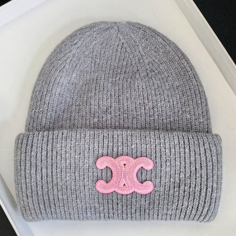 新型凱旋門兎毛ニット帽女性ネット紅同型小紅本百合毛糸帽冬保温冷帽子