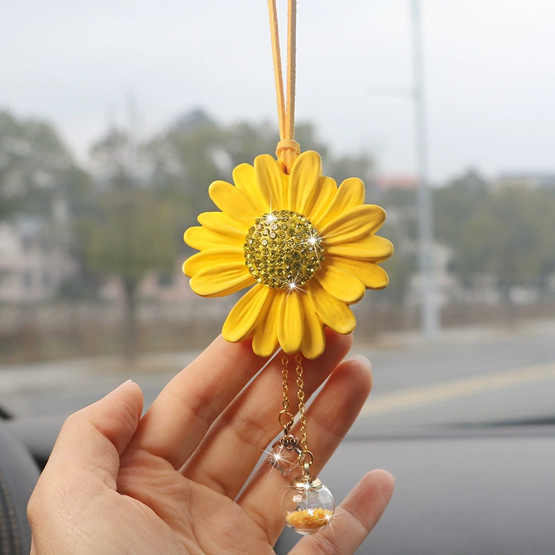 Алмазный подсолнух автомобильная подвеска маленькая маргаритка цветок автомобильная подвеска женская автомобильная подвеска