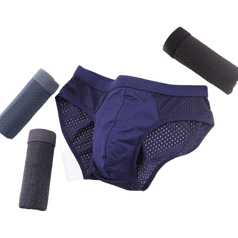 Быстросохнущие сетчатые мужские трусы Ice Silk, Мужские дышащие летние освежающие сетчатые брюки из модала, ультратонкие