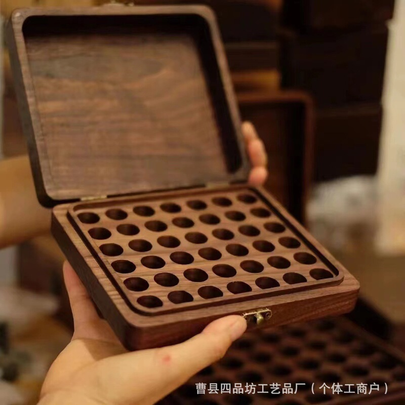 木质翻盖精油盒分格精油收纳展示盒桌面精油口红整理盒精油包装盒|undefined