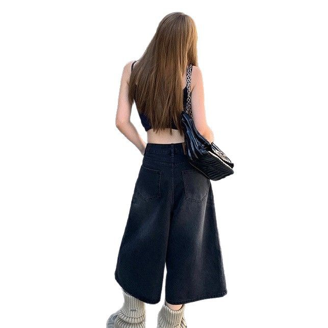 アメリカのレトロなハイウエストのゆったりとしたワイドレギンスと春夏のスリムなストレートのズボンとジーンズの女性