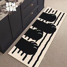 黑白猫爪卡通厨房地垫防滑吸油吸水垫子水池下地垫防滑速干地毯